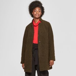 Target A New• Day olive green brown teddy coat XS